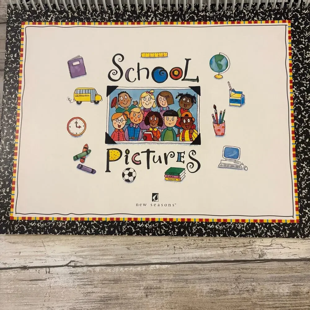 VTG New Seasons School‎ Pictures Scrapbook Keepsake Spiral Bound Whimsical K-8